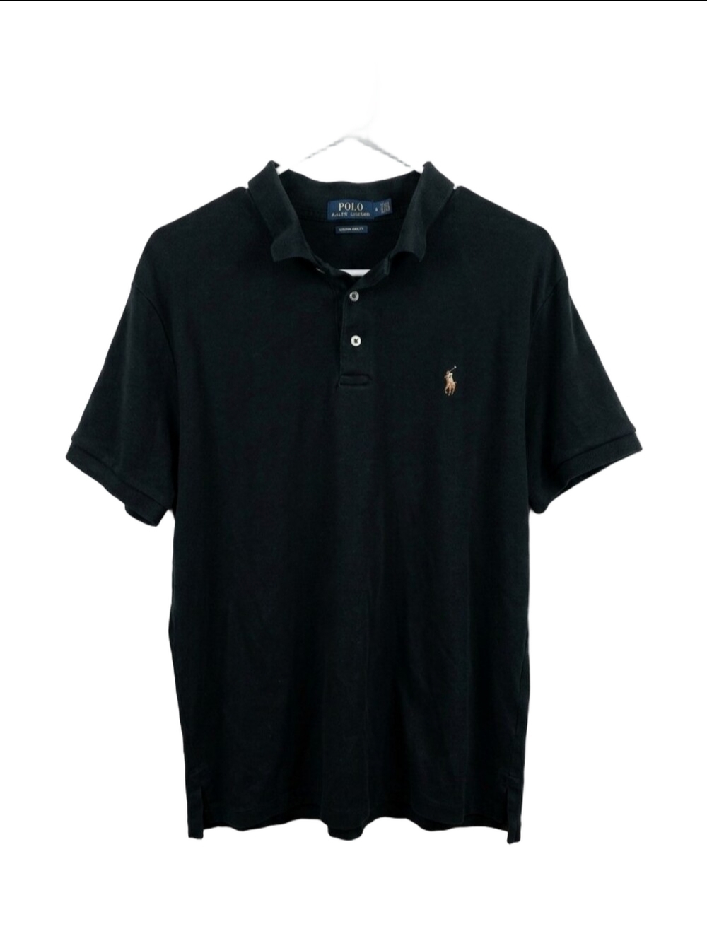 Polo Ralph Lauren Black Short Sleeve Pique Polo Shirt Size L Custom Slim Fit